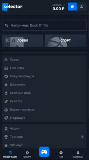 Поле для выбора слотов